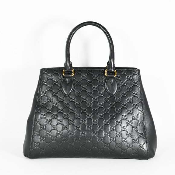 Gucci Soft Guccissima Black Leather Tote Bag Gold Hardware Top Handle Bag - Picture 4 of 12